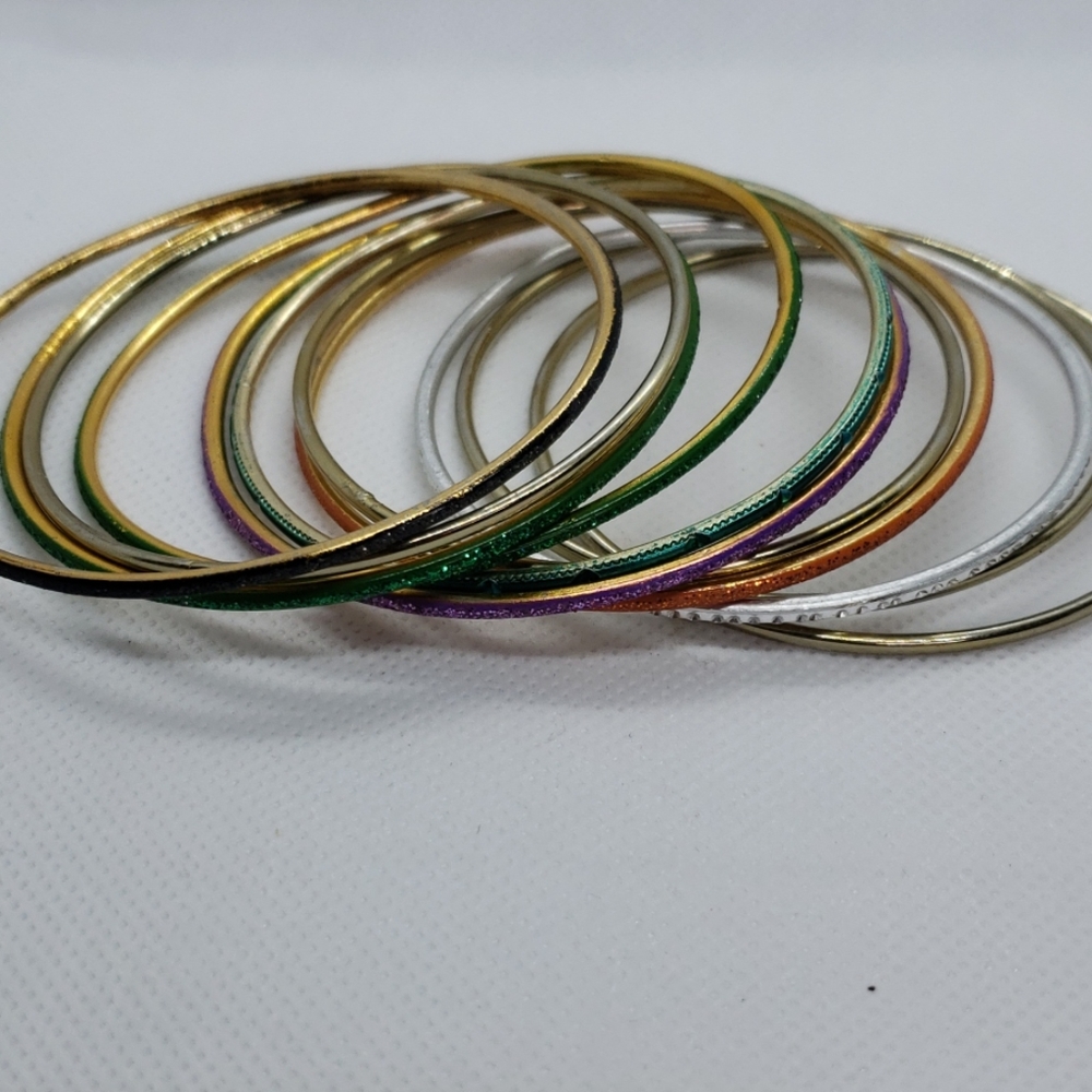 Stackable Delicate Glitter Bangles With Gold Blue… - image 1